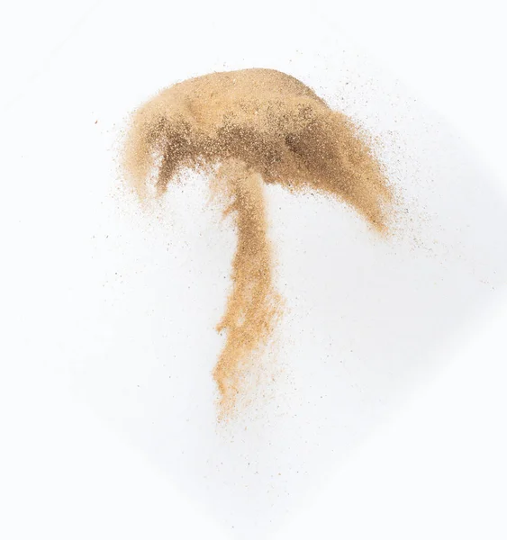 Sand Flygande Explosion Golden Sand Våg Explodera Abstrakt Sand Moln — Stockfoto