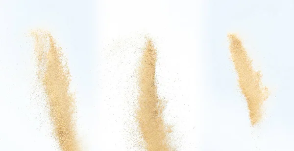 Sandflygende Eksplosjon Gylden Sandbølge Eksploderer Abstrakt Sand Sky Flyr Gul – stockfoto