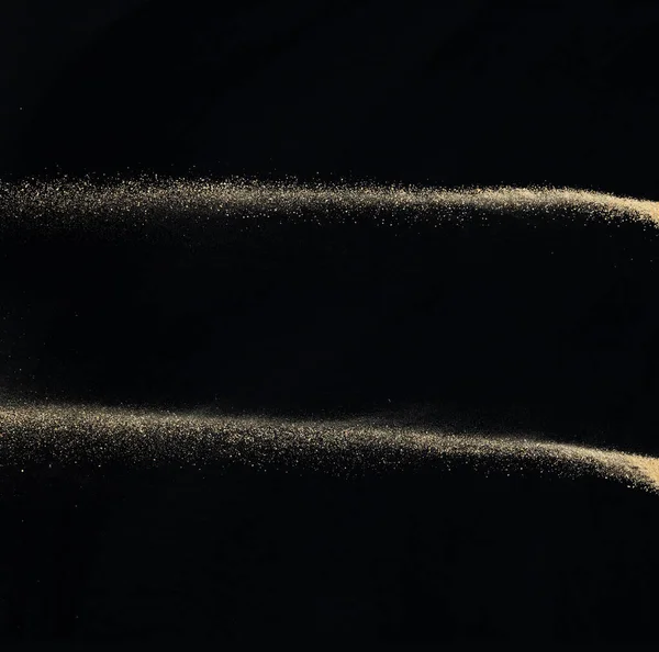 Esplosione Sabbia Volante Onde Sabbia Dorata Esplodono Sabbie Astratte Volano — Foto Stock