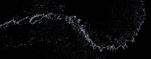形状形成的水滴飞溅成水滴 水滴在空中飞溅 停止运动冻结射击 水花纹理图形资源元素 黑色背景隔离 — 图库照片