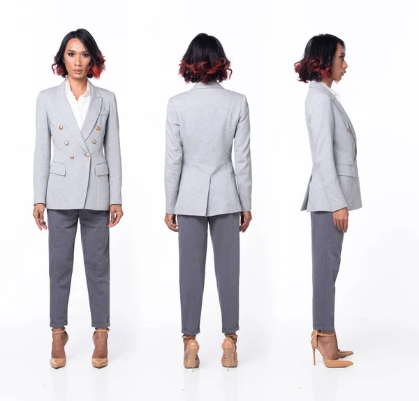 Pleine Longueur 20S Asiatique Femme Porter Formelle Entreprise Robe Blazer — Photo