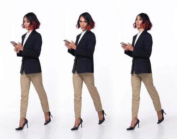 Comprimento Total 20S Asian Woman Usar Formal Business Vestido Blazer — Fotografia de Stock