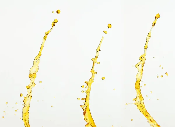 Naranja Zumo Limón Aceite Lubricante Salpicadura Gotas Bebida Amarilla Oro —  Fotos de Stock