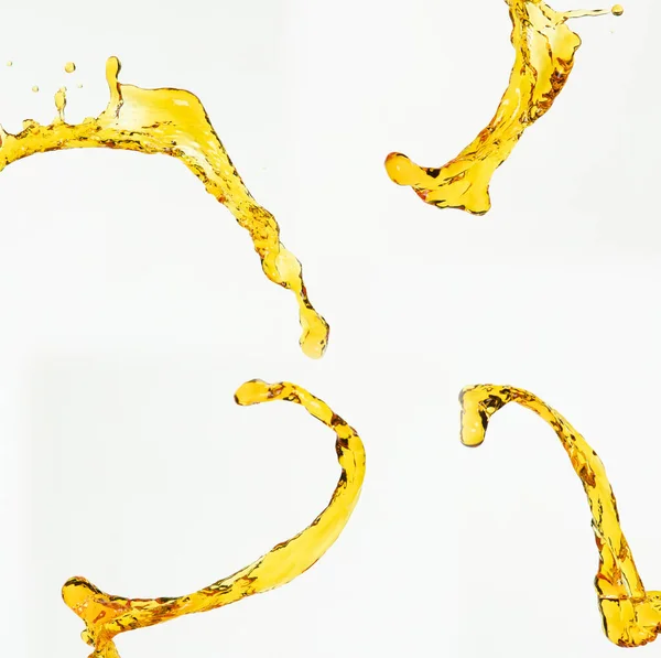 Sinaasappel Citroensap Olie Smeermiddel Splash Vloeibare Goudgele Drank Druppels Vruchtwater — Stockfoto