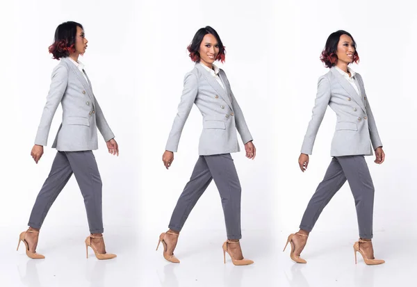 Yaşlarda Asyalı Bir Kadın Resmi Elbisesi Yüksek Topuklu Ayakkabı Giyer — Stok fotoğraf
