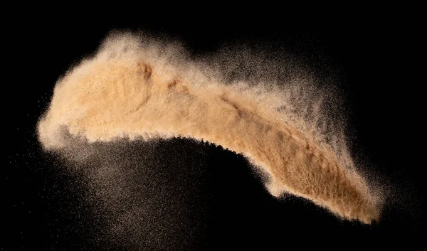Kleine Größe Feinen Sand Fliegen Explosion Goldene Kornwelle Explodieren Abstrakte — Stockfoto