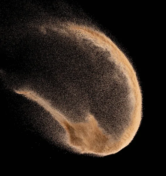 Liten Storlek Fin Sand Flygande Explosion Golden Säd Våg Explodera — Stockfoto