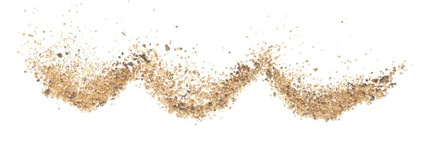 Big Size Sand Fliegt Explosion Goldene Kornwelle Explodieren Abstrakte Wolkenfliege — Stockfoto