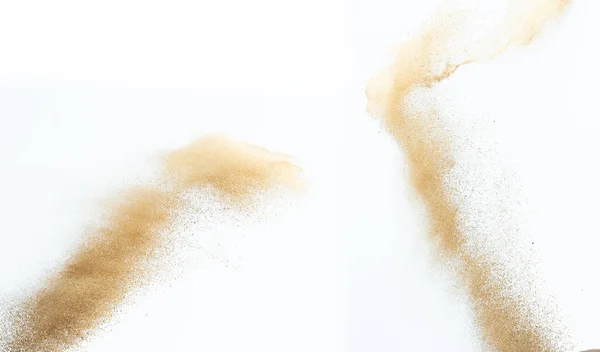 Explosão Voadora Areia Onda Areia Dourada Explode Areias Abstratas Voam — Fotografia de Stock
