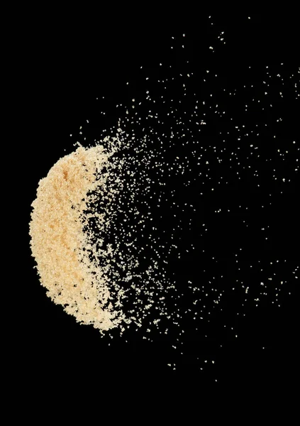 Brown Sugar Fliegt Explosion Brauner Kornzucker Explodiert Abstrakte Wolkenfliege Schöne — Stockfoto