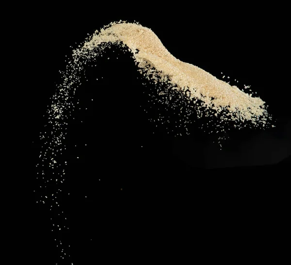Brown Sugar Fliegt Explosion Brauner Kornzucker Explodiert Abstrakte Wolkenfliege Schöne — Stockfoto