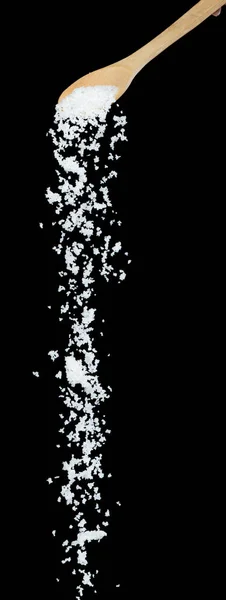 Queda Sal Amendoins Grão Branco Cristal Explodem Mosca Nuvem Abstrata — Fotografia de Stock