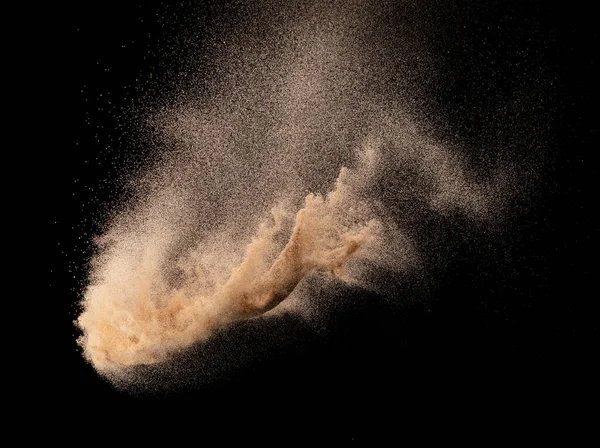 Explosão Voo Areia Fina Tamanho Pequeno Onda Grão Dourado Explode — Fotografia de Stock