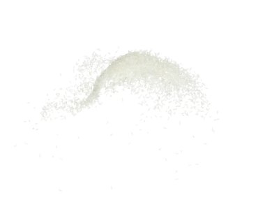 Japon pirinç patlaması, beyaz tahıl kabukları soyut bulut sineği patlaması. Çok güzel bir tohum, pirincin havaya sıçraması, yiyecek nesnesi tasarımı. Seçici odak dondurma görüntüsü beyaz arkaplan izole