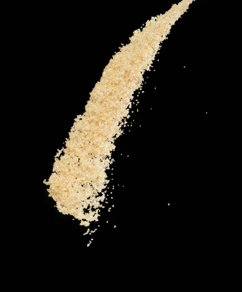 Brązowy Cukier Latający Wybuch Brązowe Ziarno Cukru Eksploduje Abstrakcyjną Muchę — Zdjęcie stockowe