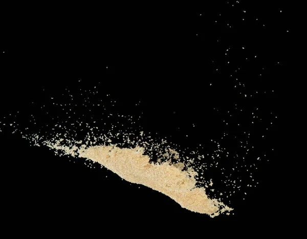 Brown Sugar Flygande Explosion Brunt Spannmål Socker Explodera Abstrakt Moln — Stockfoto