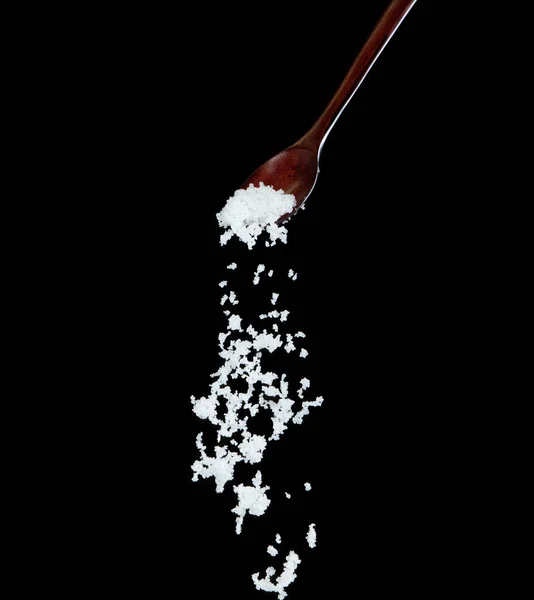 Salz Fällt Kristall Weiße Körner Erdnüsse Explodieren Abstrakte Wolkenfliege Aus — Stockfoto