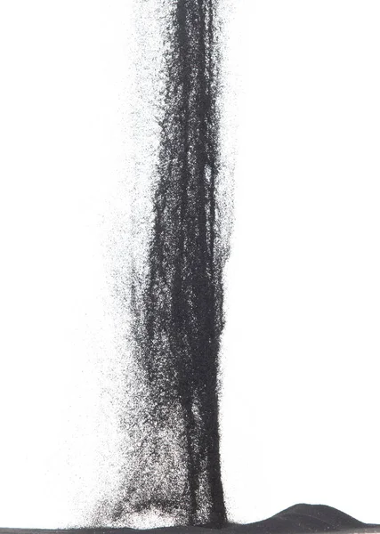 Petite Explosion Volante Sable Noir Taille Grain Sable Poussière Carbone — Photo