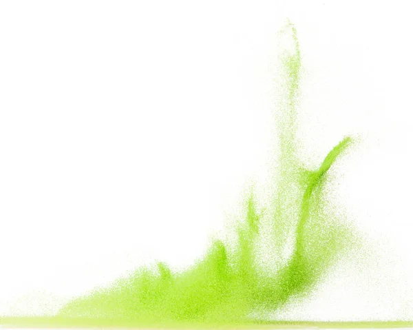 Liten Grön Sand Flygande Explosion Grönsakssand Spannmål Våg Explodera Abstrakt — Stockfoto
