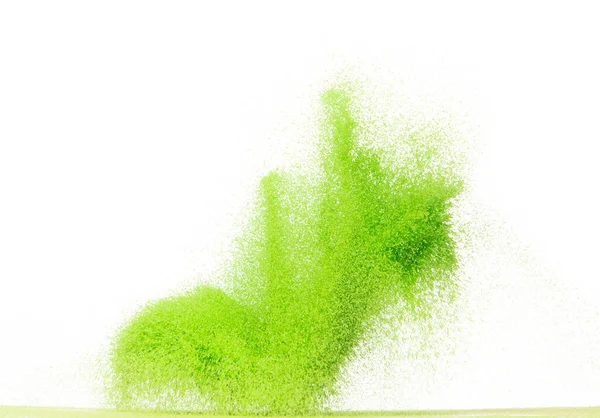 Explosão Voadora Areia Verde Tamanho Pequeno Ondas Grãos Areias Vegetais — Fotografia de Stock