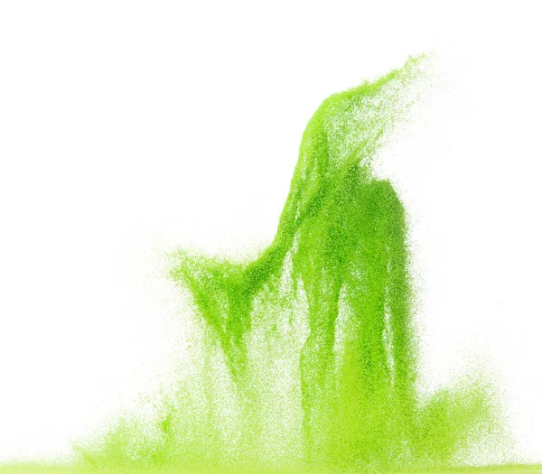 Malá Zelená Písčitá Létající Exploze Zeleninová Písková Vlna Exploduje Abstraktní — Stock fotografie