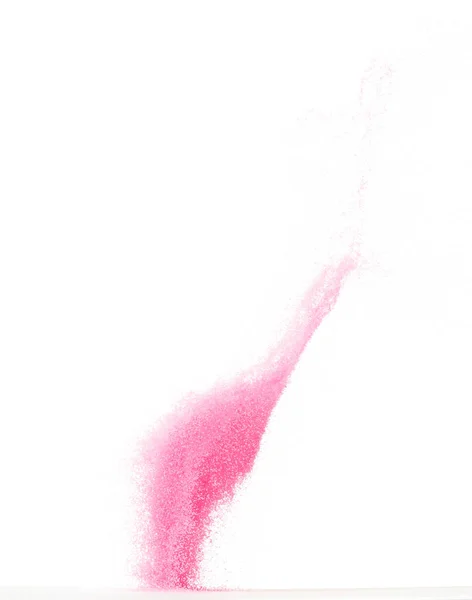 Explosão Voadora Areia Rosa Tamanho Pequeno Ondas Grãos Areias Doces — Fotografia de Stock