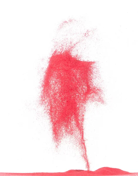Liten Röd Sand Flygande Explosion Blod Sand Spannmål Våg Explodera — Stockfoto