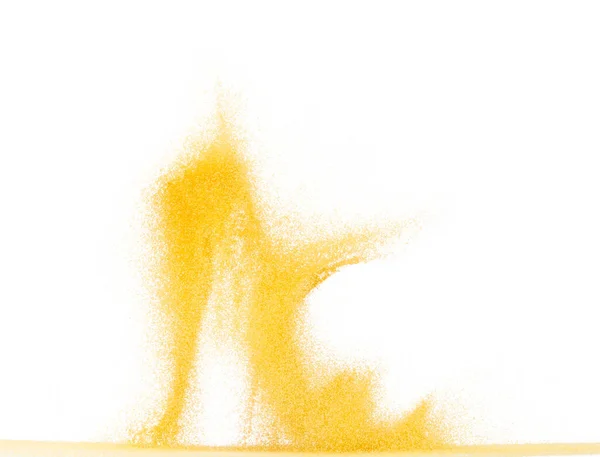 Explosão Voadora Areia Amarela Tamanho Pequeno Ondas Grãos Areia Queijo — Fotografia de Stock