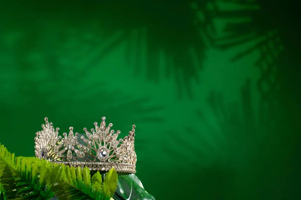 Green Forest Diamond Crown Put Jungle Woods Nature Leaves Miss — Stock Photo, Image