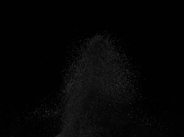Milyonlarca Siyah Kum Patlaması Uçan Kumlardan Düşme Görüntüsü Siyah Arkaplandaki — Stok fotoğraf