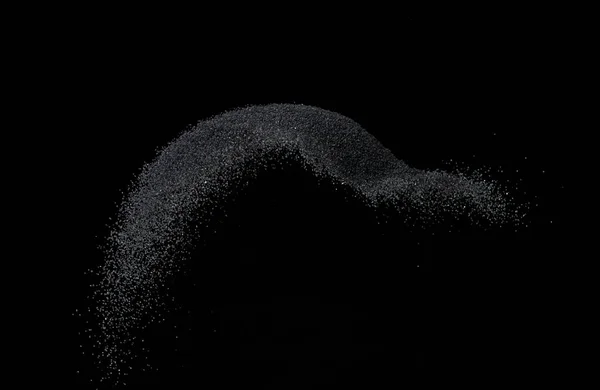 Milion Černého Písku Exploze Foto Obraz Pádu Písku Létání Zastavit — Stock fotografie