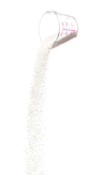 Sago Seeds Falling Measure Cup White Grain Wave Floating Abstract — Fotografia de Stock
