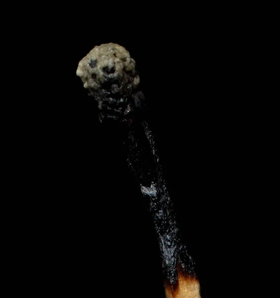 Close up after burn out match, Match fire down over black background. Concept office guy run burn out of working fire or idea inspiration
