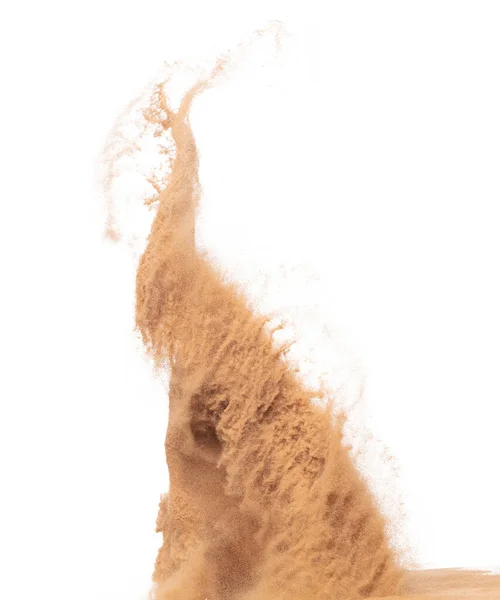 Explosão Voadora Areia Tamanho Grande Onda Grão Dourado Explode Mosca — Fotografia de Stock