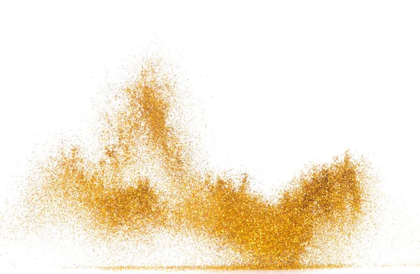 Explosion Metallic Gold Glitter Sparkle Bokeh Isolated White Background Decoration — Stock Photo, Image