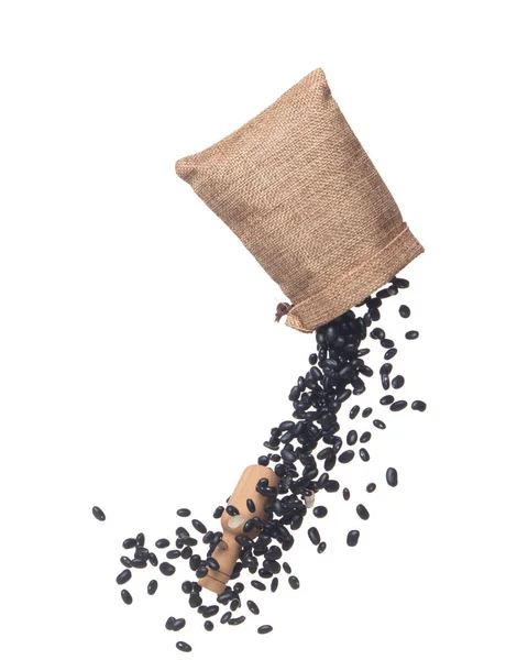 Black Bean Flying Explosion Sack Bag Black Grain Beans Explode — Zdjęcie stockowe