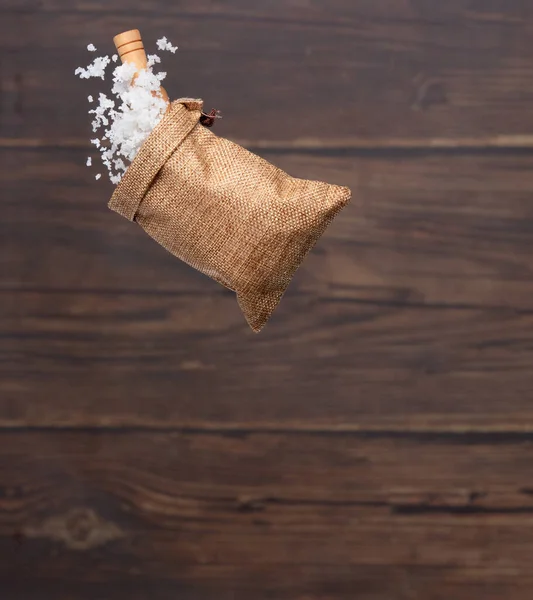 Salt Flying Sack Bag Crystal White Grain Salts Explode Abstract — Zdjęcie stockowe