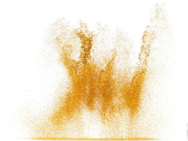 Explosion Metallic Gold Glitter Sparkle Bokeh Isolated White Background Decoration — Fotografia de Stock
