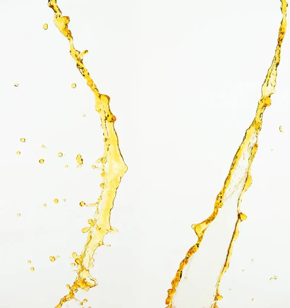 Orangen Zitronen Oder Ölspritzer Flüssige Goldgelbe Getränketropfen Fruchtgetränke Wasser Elemente — Stockfoto