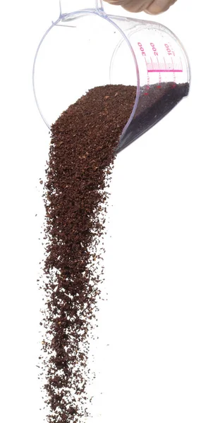 Coffee Powder Fall Pour Measured Cup Coffee Crushed Float Explode — Foto de Stock