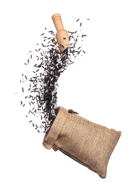 Рисовая Смесь Взрывом Риса Летит Мешок Черная Фиолетовая Ягода Зерновая — стоковое фото