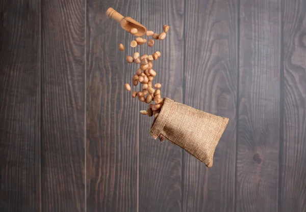 Peanut Flying Sack Bag Brown Grain Peanuts Throw Abstract Float — Foto Stock