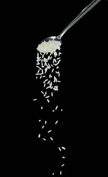 Японский Рис Падает Белые Зерновые Рисы Льются Вниз Абстрактные Облака — стоковое фото