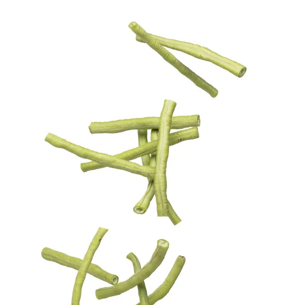 Нарезанный Взрыв Бобовой Мухи Длинном Дворе Нарезанные Зеленые Длинные Бобы — стоковое фото