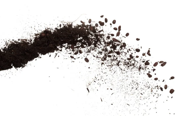 Fertilizer Coffee Bean Seed Powder Mixed Soil Fly Fall Fertilizer — Stock Photo, Image
