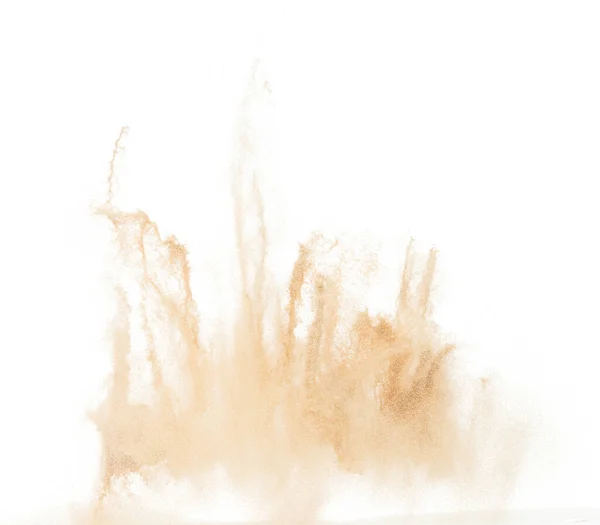 Small Fine Size Sand Flying Explosion Golden Grain Wave Explode — Stock Photo, Image