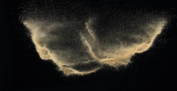 Песчаный Взрыв Золотая Песчаная Волна Взрывается Абстрактные Пески Облака Летят — стоковое фото
