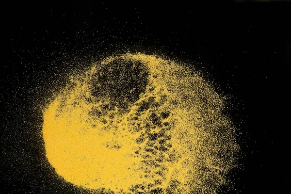 Klein Formaat Geel Zand Vliegende Explosie Goud Kaas Zand Korrel — Stockfoto