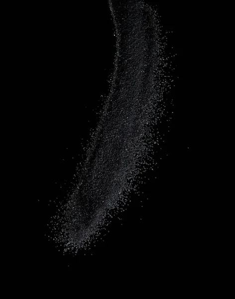Miljoenen Zwarte Zand Explosie Foto Beeld Van Vallende Zand Vliegen — Stockfoto