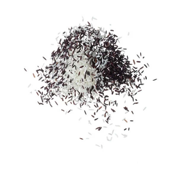 Riceberry Mix White Rice Explosion Flying Black Purple Berry Grain — Fotografia de Stock